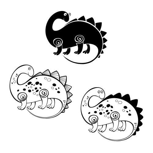 Dinosaur. Vector cartoon dinosaurs, three variants on white