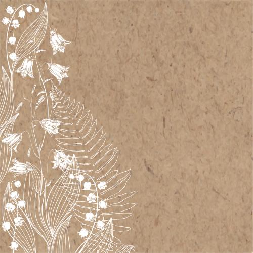 Illustration bell flowers, lilies, fern leaf, craft text area