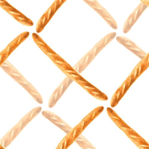 Raster image watercolor baguettes on white