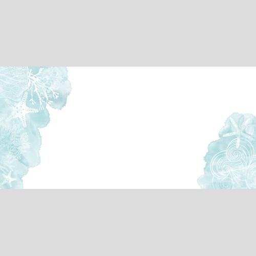 Vector image sea stars corals algae decorative waves blue watercolor fragments space for text on white
