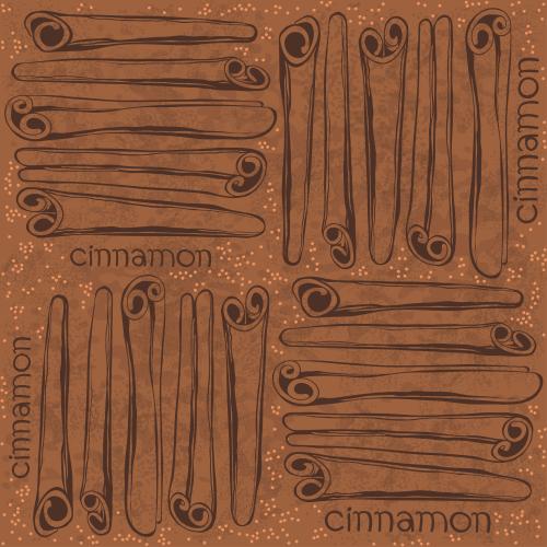 Cinnamon. Vector cinnamon sticks inscription cinnamon on textured brown