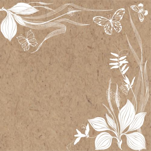 Vector image plantain meadow grasses butterflies and space for text on craft corner composition