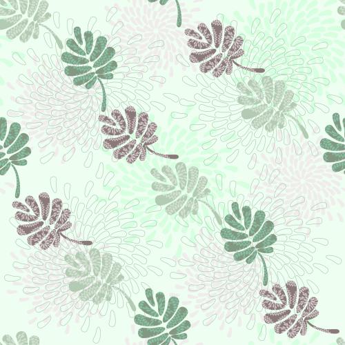 Vector image abstract leaves and flowers in pastel tones