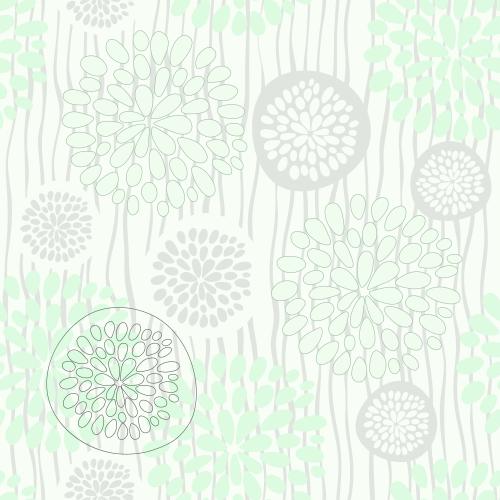 Vector image abstract flowers and wavy lines in a pastel palette