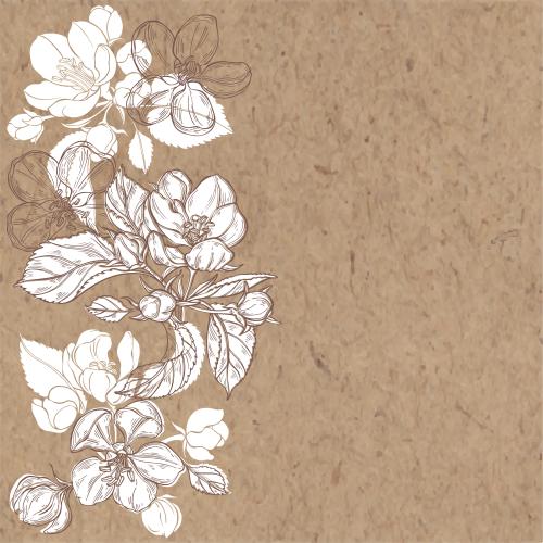 Apple tree. Vector apple blossoms text area on craft
