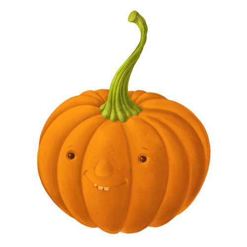 Raster image cute cartoon-style pumpkin on white