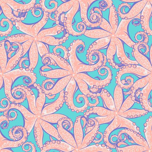 Octopus. Vector octopuses on turquoise