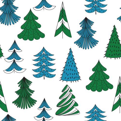 Forest. Vector stylized cartoonish trees on white
