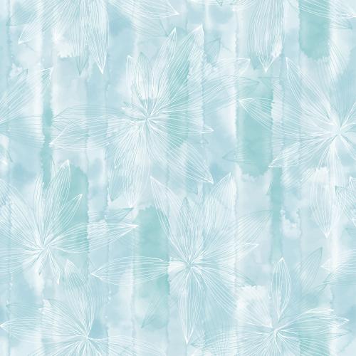 Vector image leaves white and blue contours on blue watercolor