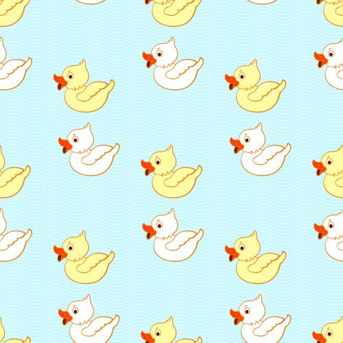 Waves. Vector cartoon ducklings on blue waves