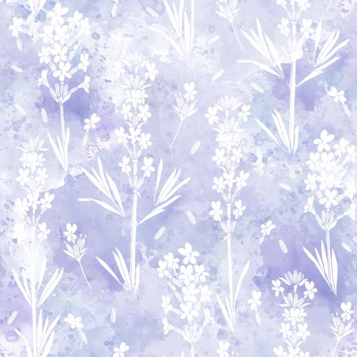 Lavender. Vector lavender, white silhouettes on lavender watercolor