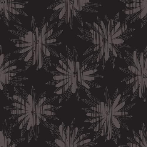 Vector image abstract decorative flowers on striped black